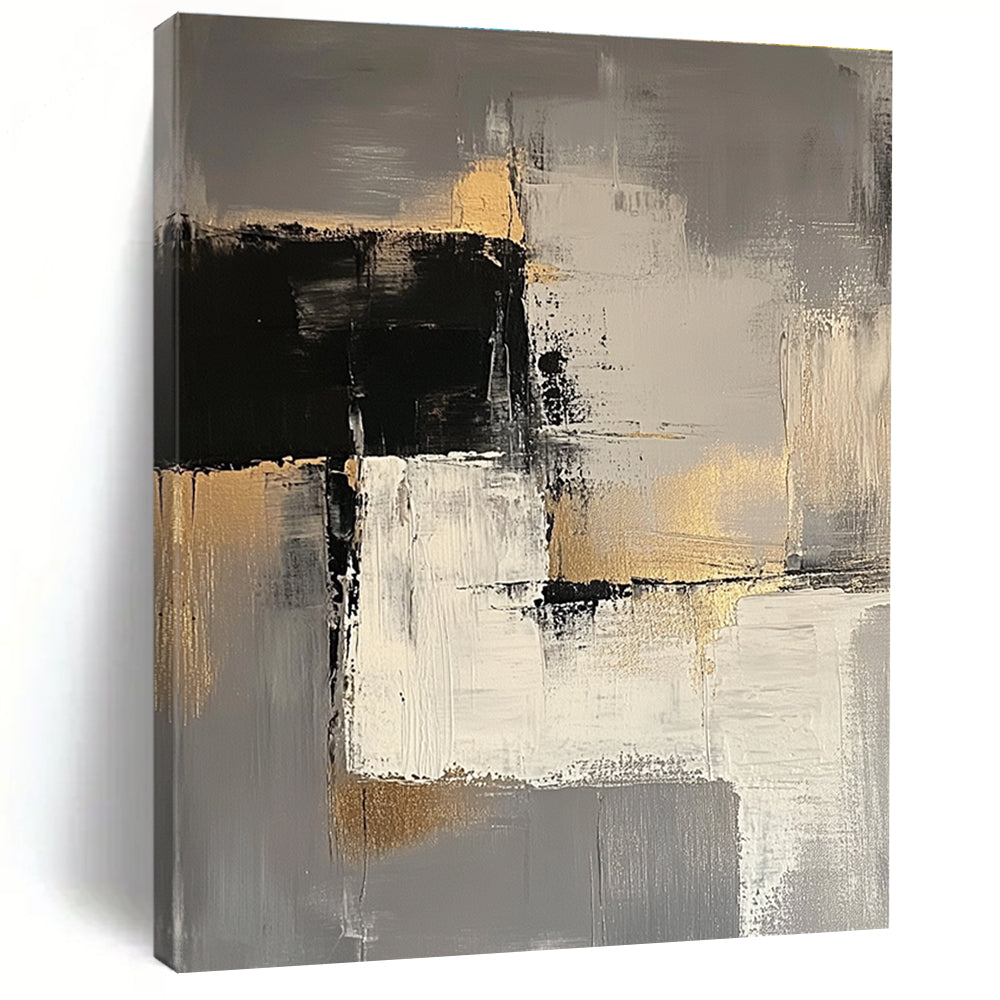 Gray Gold and Black Abstract Painting with Subtle Textures GER688