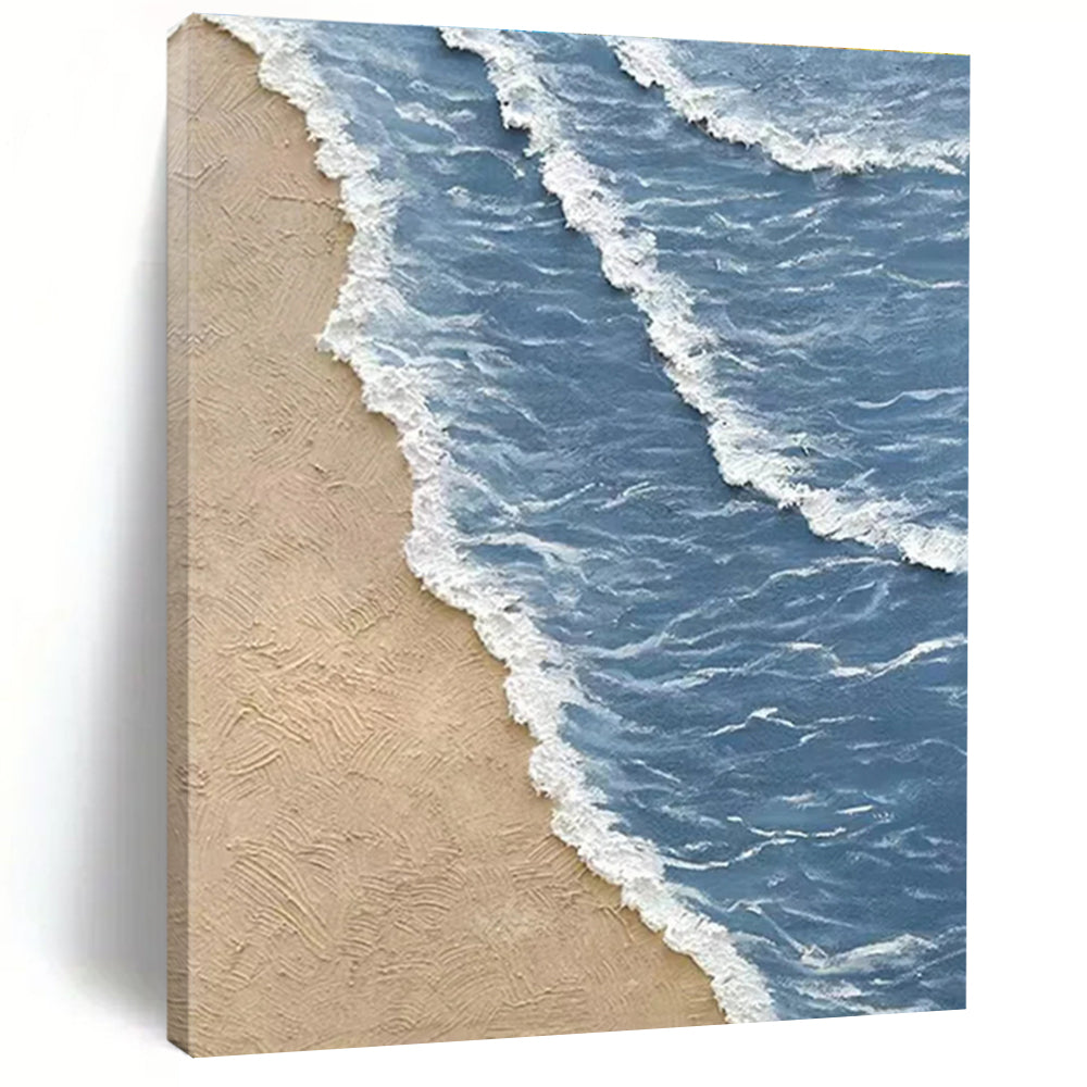Beach Wave Abstract Painting with Sand and Blue Water ADGE333