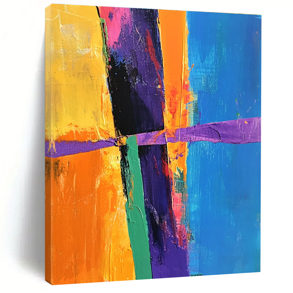 Bright Color Block Abstract Painting with Dynamic Shapes GER406