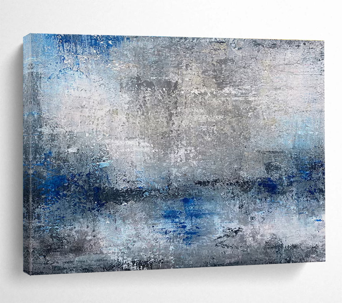 Gray Blue Abstract Painting with Subtle Texture THY341