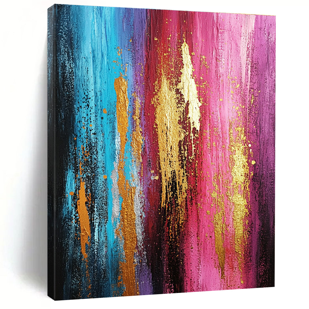 Pink Purple Abstract Painting with Gold Details GER719