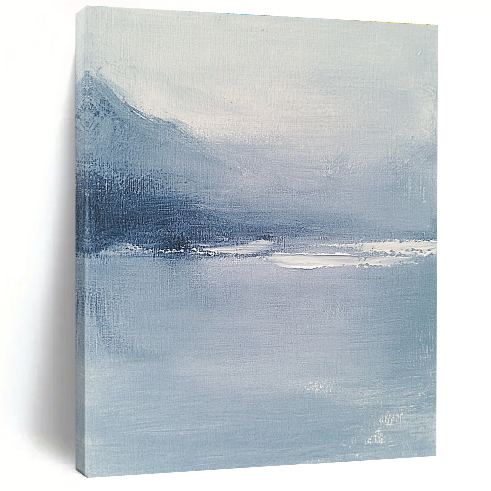 Abstract blue-gray sea artwork featuring a soft misty atmosphere inspired by Whistler's style designed to enhance any elegant space.STSC029