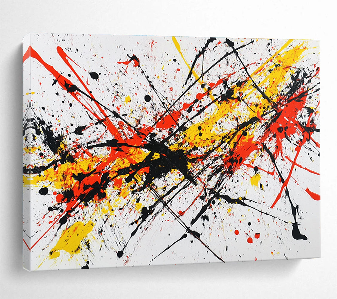 Colorful Splatter Abstract Painting with Red Yellow Black DYP161