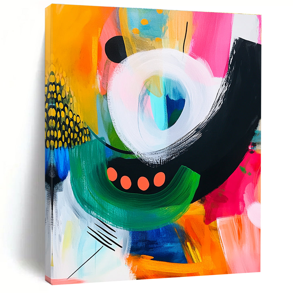 Playful Color Block Abstract Painting with Bold Shapes GER082