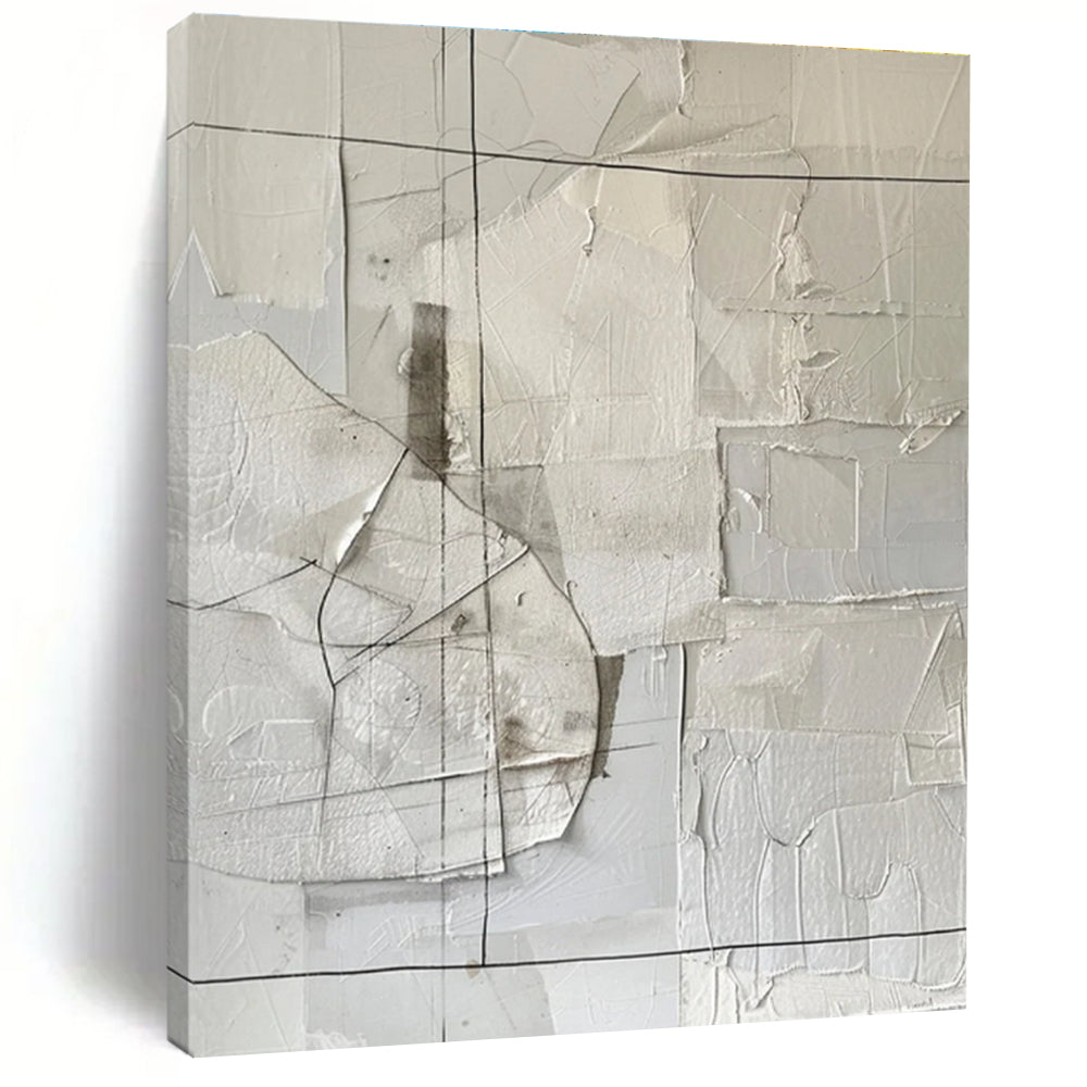 White Grey Black Abstract Textured Painting ADGE017
