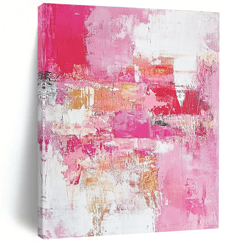 Pink Abstract Painting with Textured Surfaces GER727
