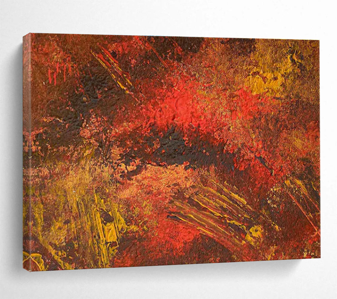 Red Brown Textured Abstract Painting with Ear THY Tones THY332