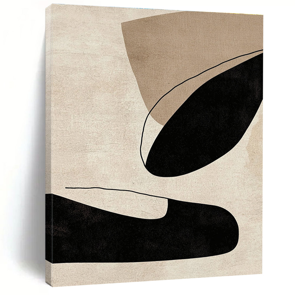 Minimalist Shape Abstract with Black and Beige GER314