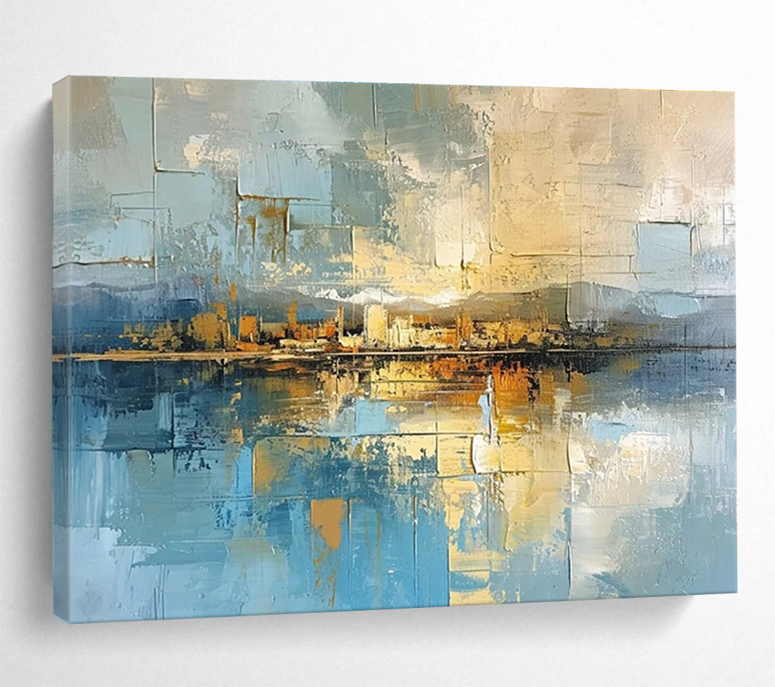 Blue Toned Cityscape Abstract Painting THY049