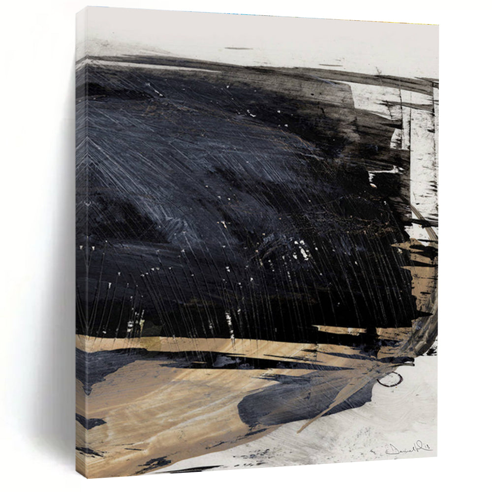 Dark Abstract with Textured Layers and Subtle Highlights Painting ADGE202