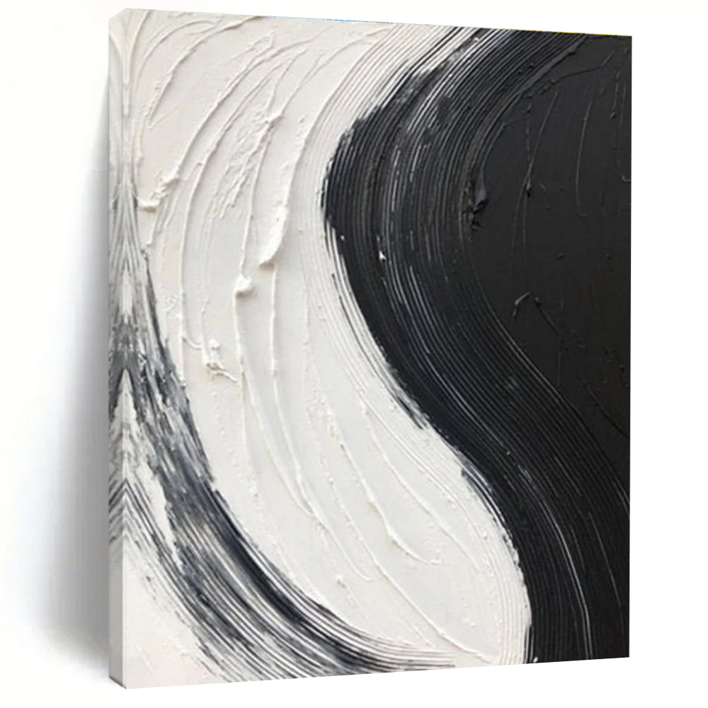 Black and White Swirl - textured Abstract Painting ADGE376