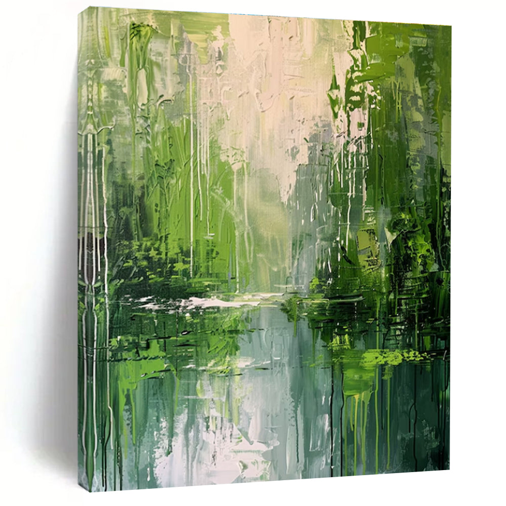 Green Grey Abstract Landscape Painting ADGE002