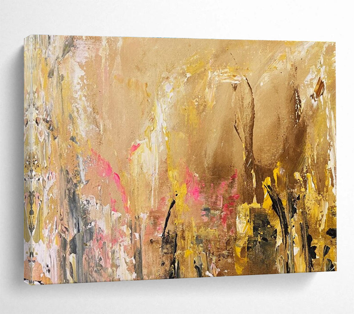 Beige Pink Abstract Painting with Soft - Romantic Tones THY378