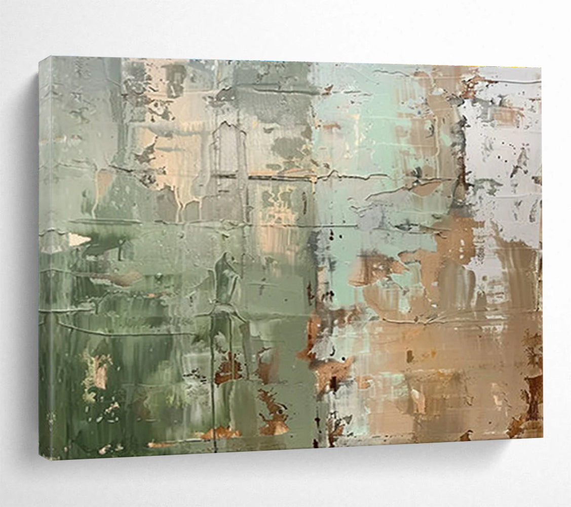 Green and Brown Textured Abstract Wall - like Painting THY106