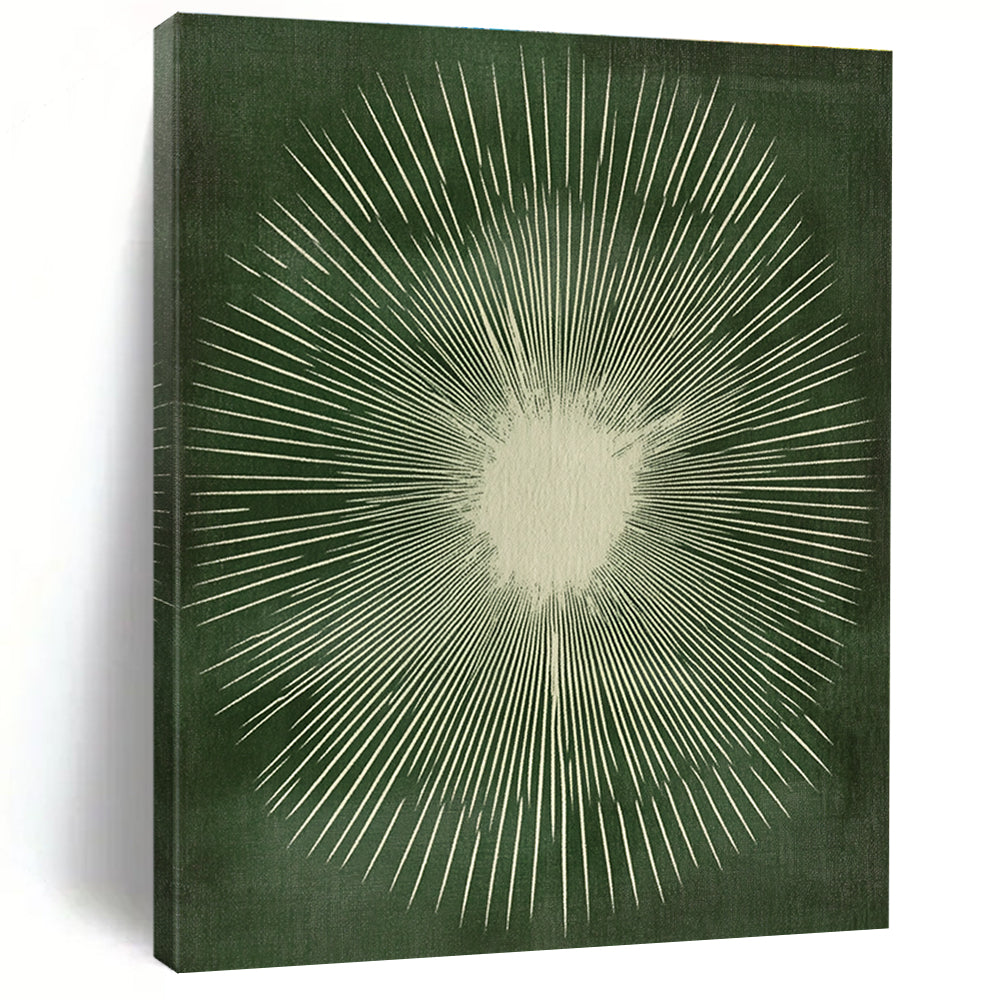 Sunburst - Inspired Green and White Abstract Art GER267