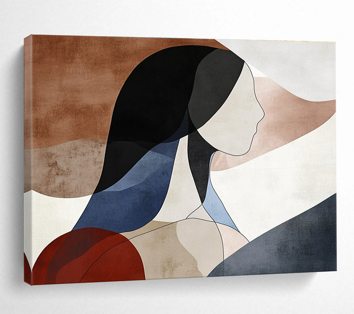 Abstract Female Figure Painting with Geometric Shapes DYP457