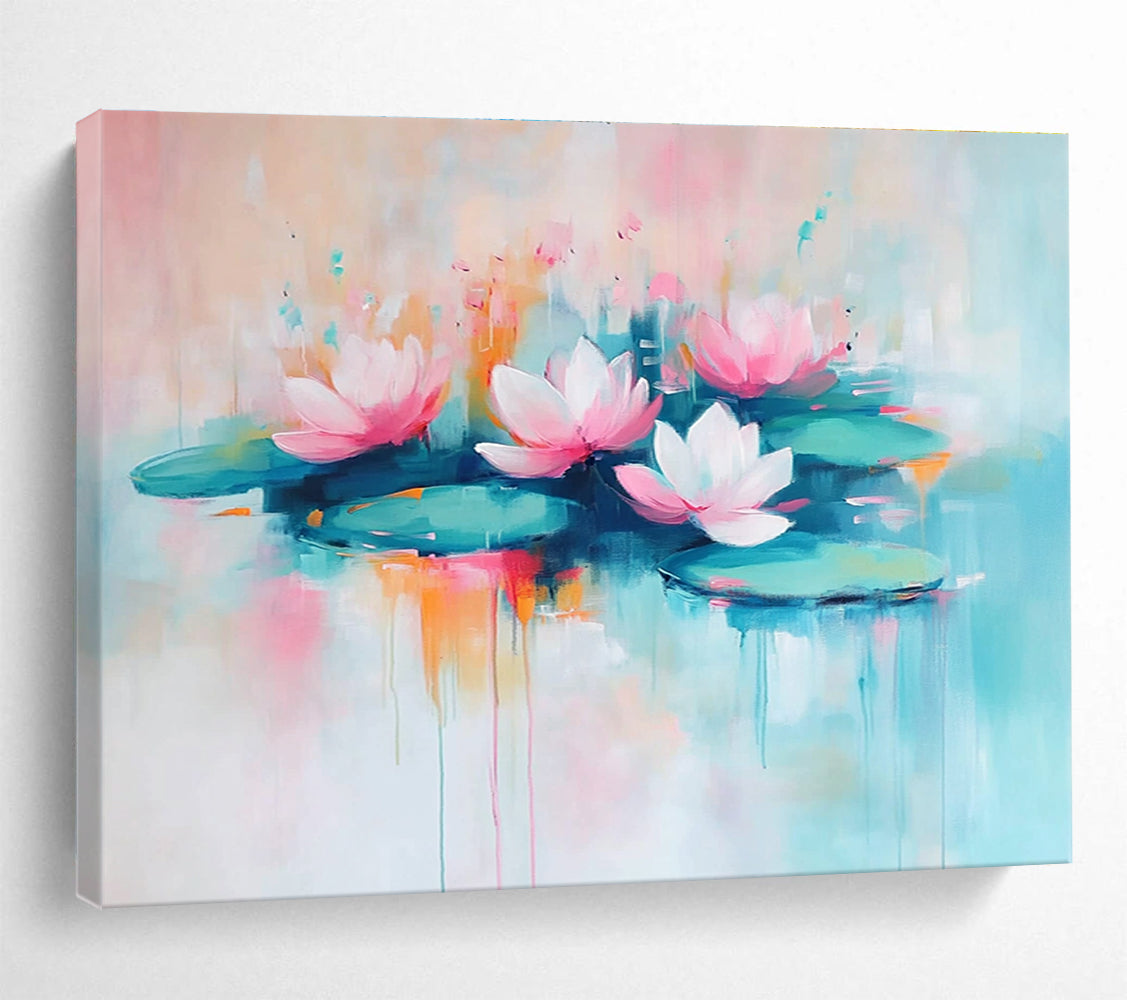 Pastel Lotus Abstract Painting with Soft and Dreamy Hues DYP356