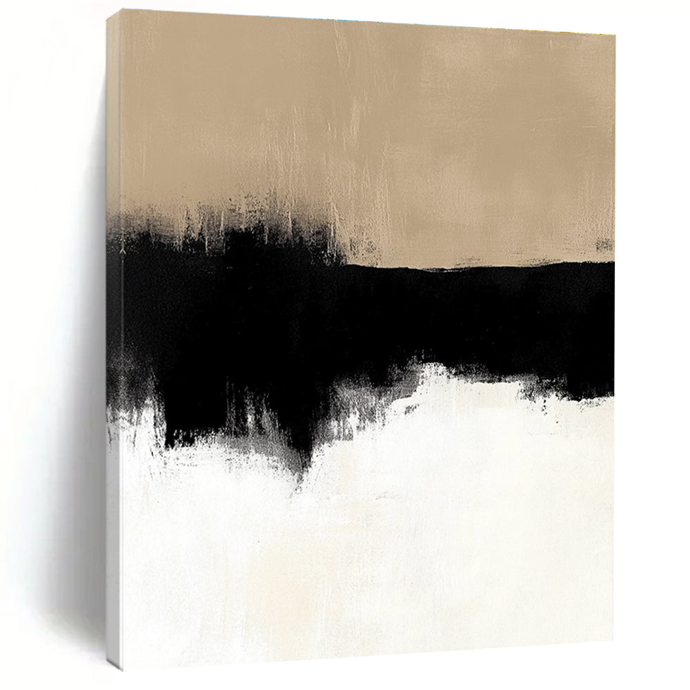 Beige and Black Gradient Abstract Painting with Subtle Transitions GER159