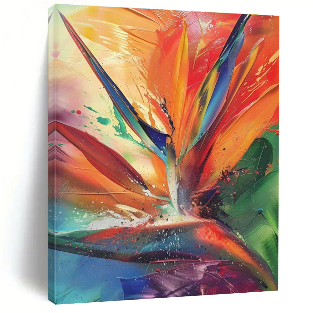 Colorful Bird of Paradise Abstract Painting with Vibrant Hues ADGE525