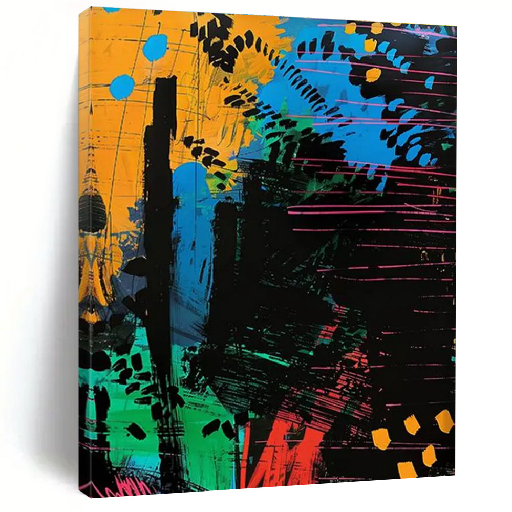 Colorful Abstract Painting with Dynamic Lines and Shapes ADGE096