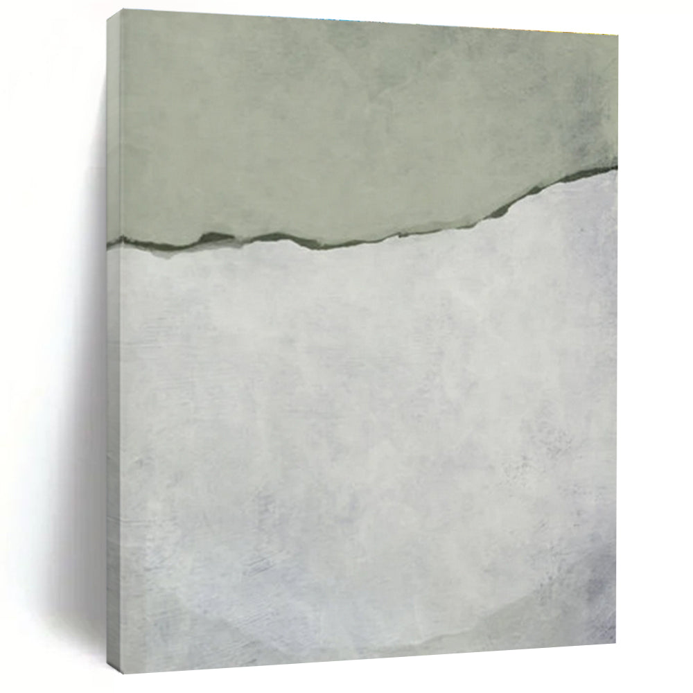 Green and Gray Abstract Tear Painting ADGE241