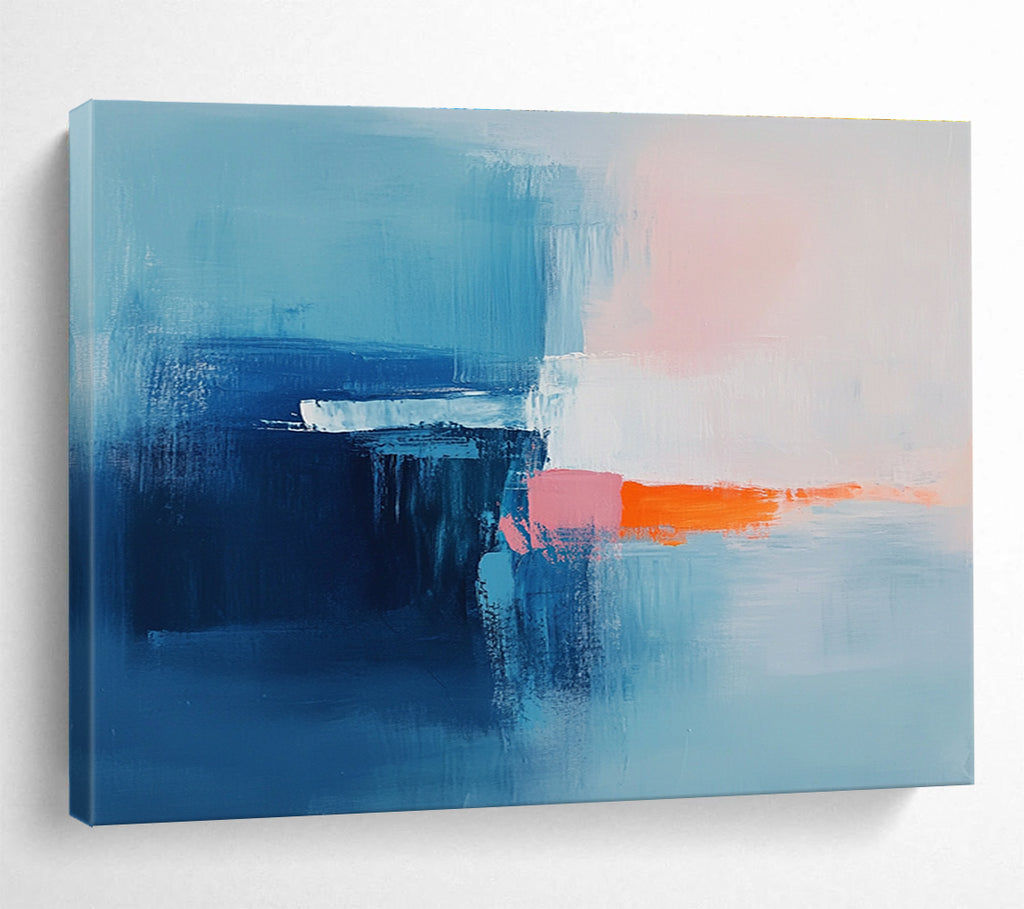 Blue and Orange Abstract Painting with Dynamic Brushstrokes DYP412
