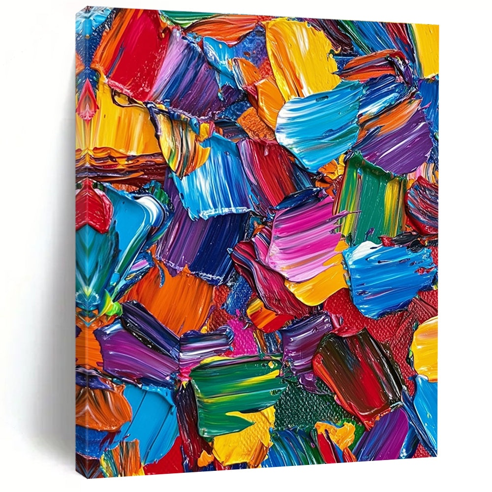 Colorful Palette Knife Abstract Painting with Vivid Pigments GER080