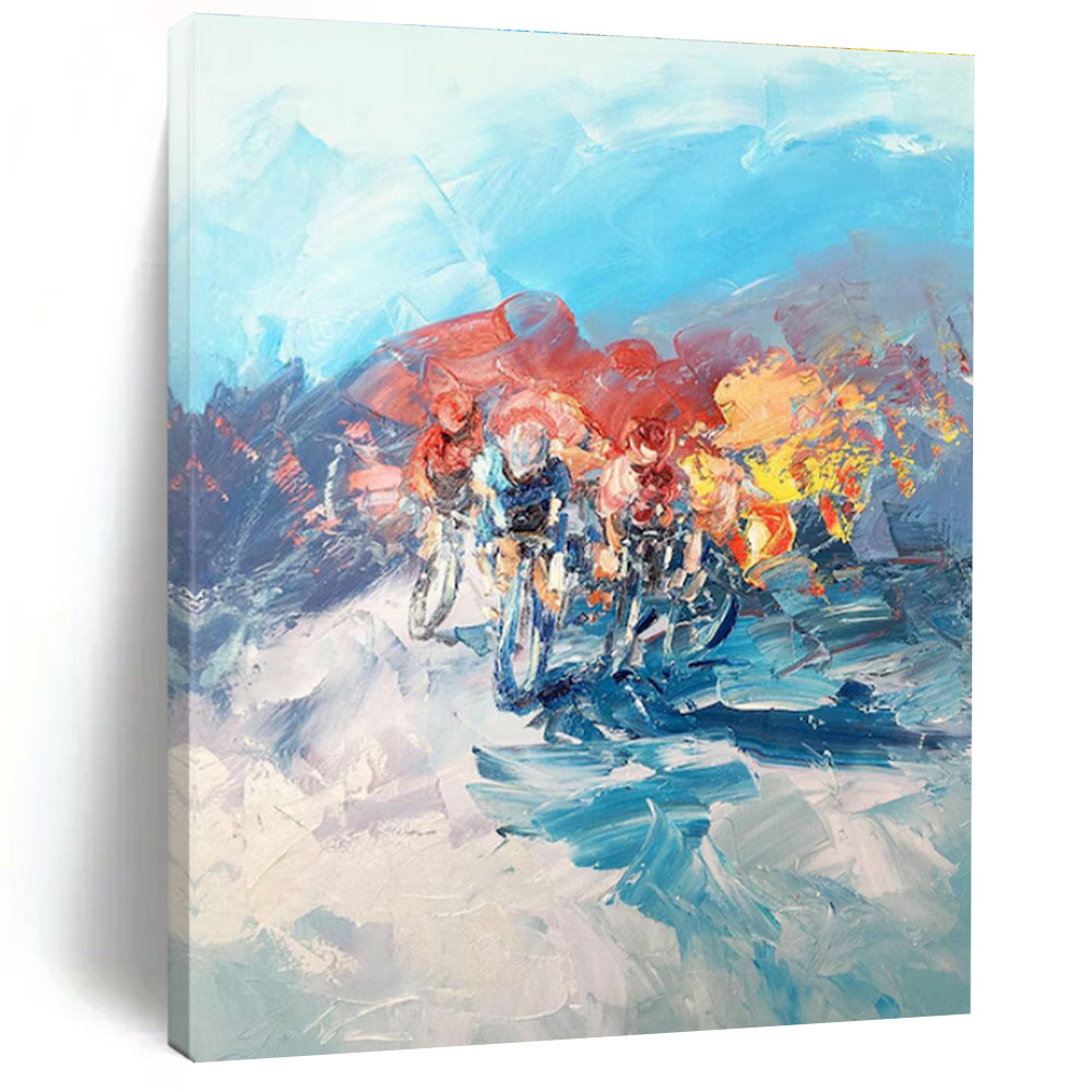 Cycling Race Abstract Painting with Dynamic Colors ADGE532