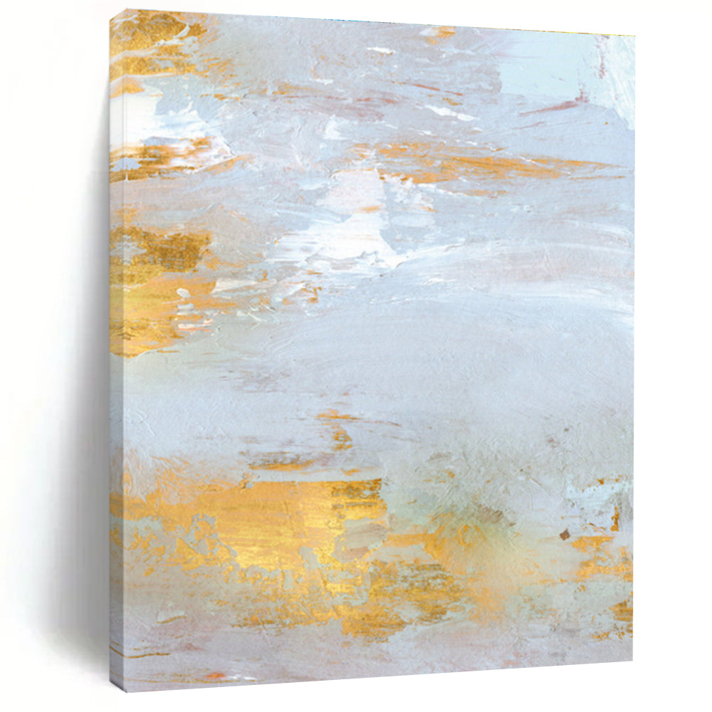 Gold and Light Gray Textured Abstract Painting ADGE160