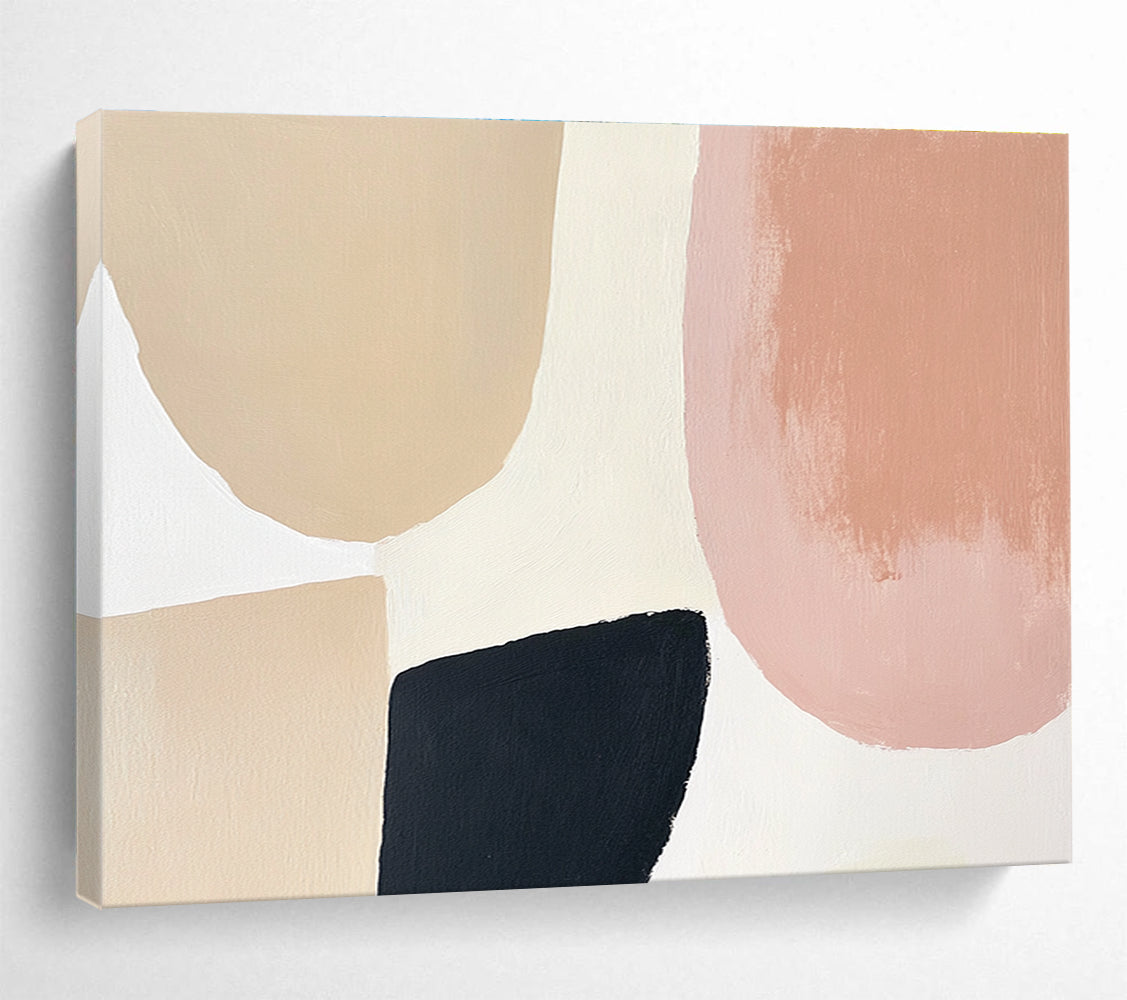 Beige Pink Geometric Abstract Painting with Soft Shapes DYP438