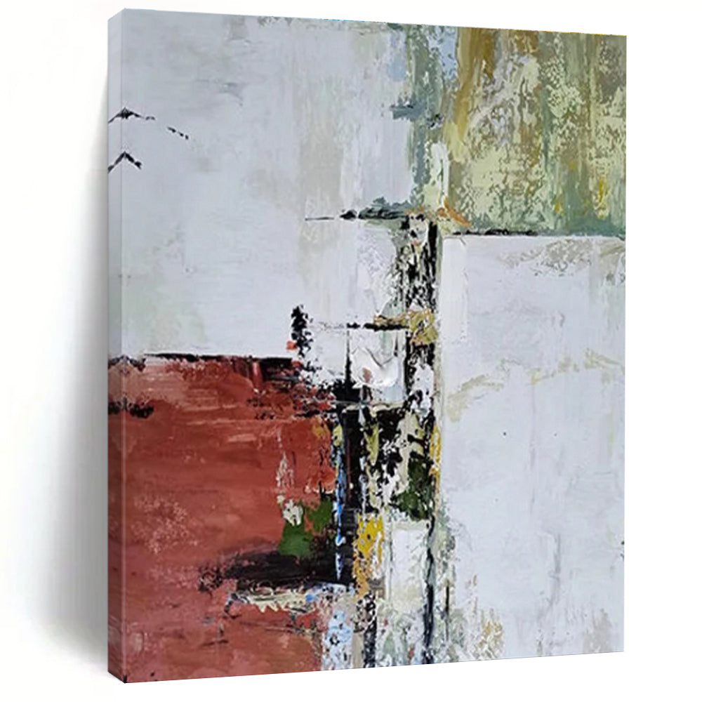 Red Green White Abstract Painting ADGE039