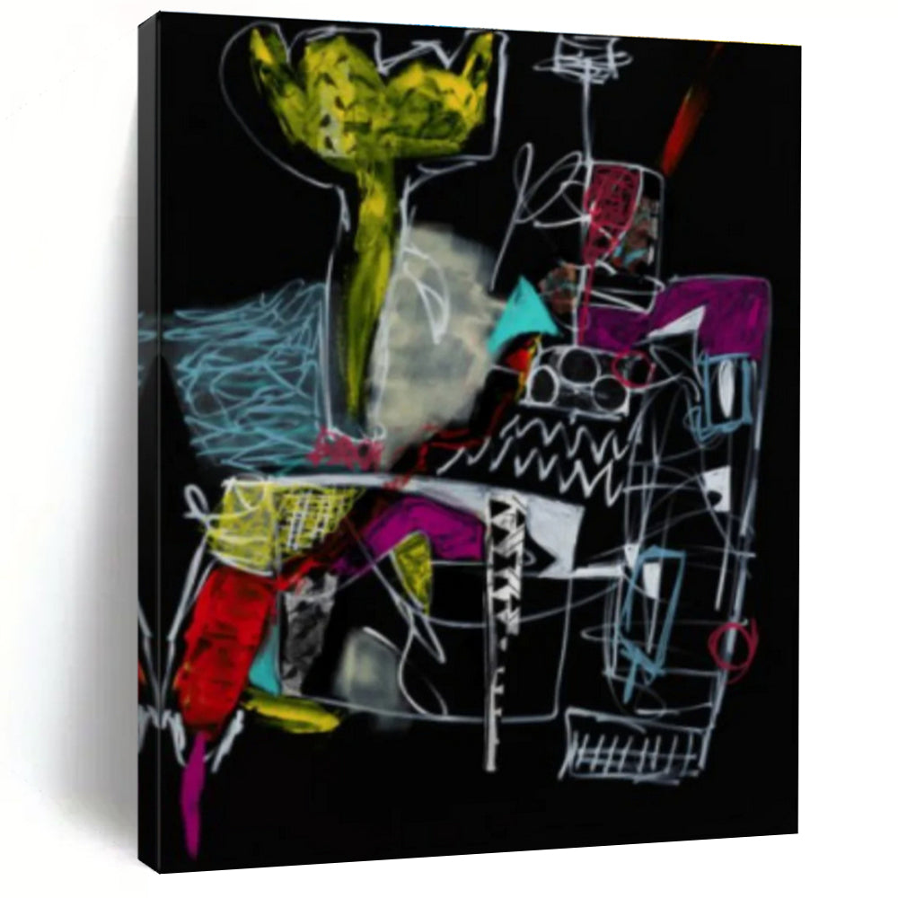 Colorful Abstract Painting on Black Background ADGE294