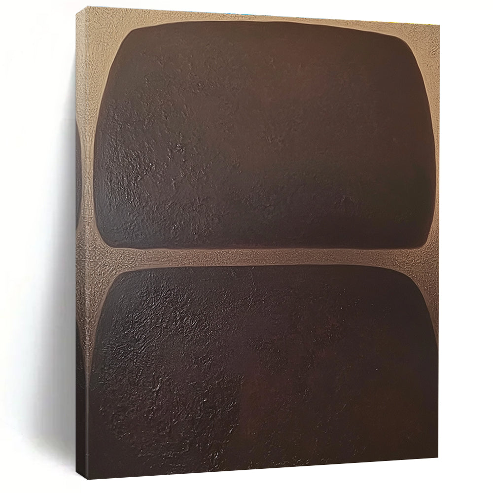Brown Rectangular Abstract Painting with Textured Surfaces GER061