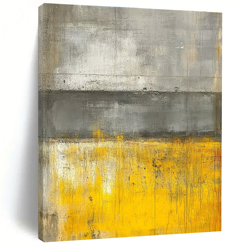 Gray and Yellow Abstract Painting with Subtle Gradients GER541