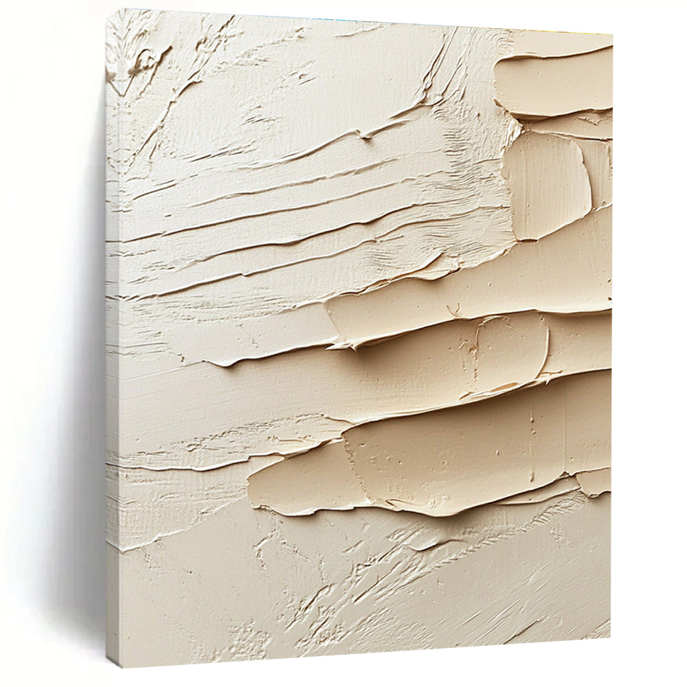 Large abstract painting showcasing soft clay textures in shades of beige and cream with sculptural potential reflecting Abstract Expressionism.STSC1284