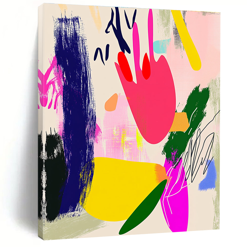 Vibrant Color Block Abstract with Pink, Yellow, and Green GER312
