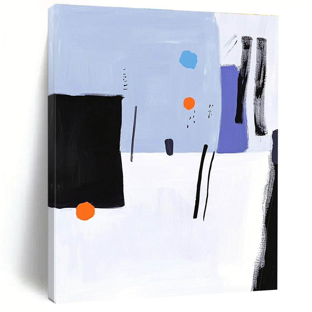 Blue and Purple Abstract Painting with Playful Shapes GER158