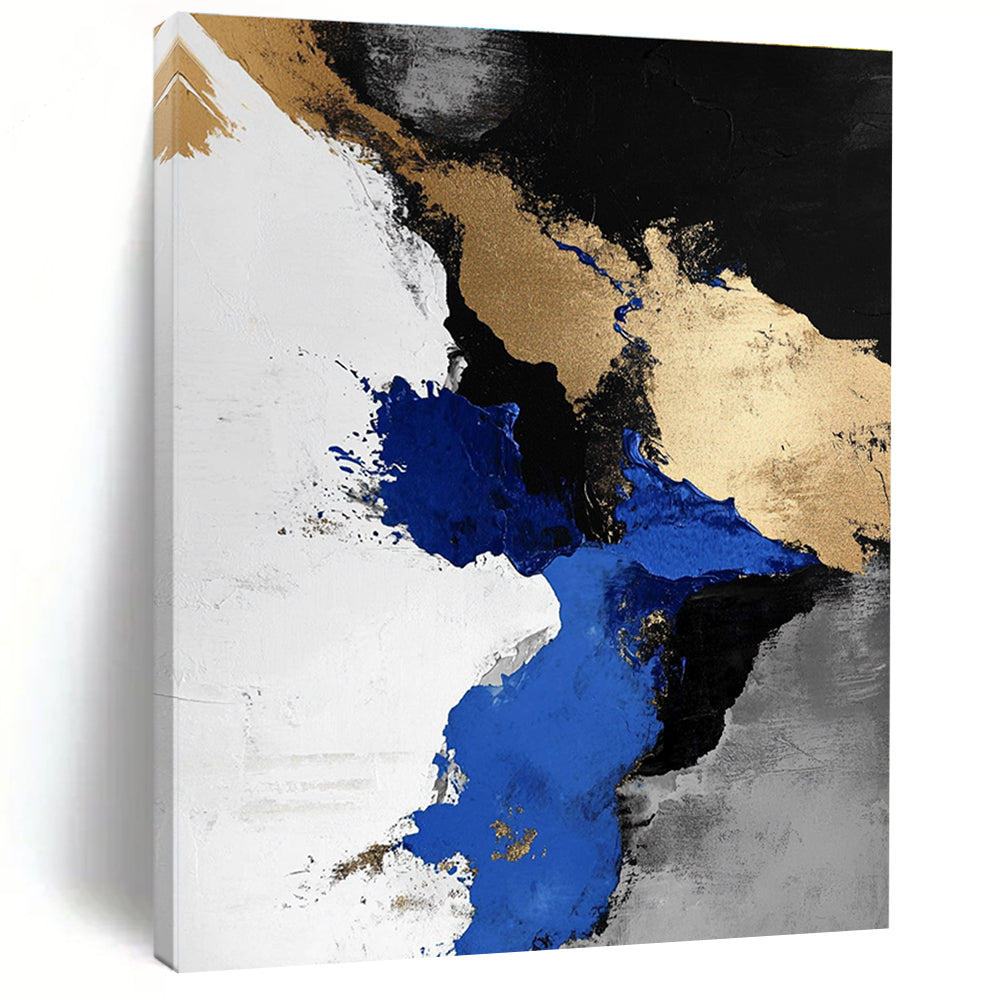 Blue Gold Abstract with Black White and Gray Background GER365