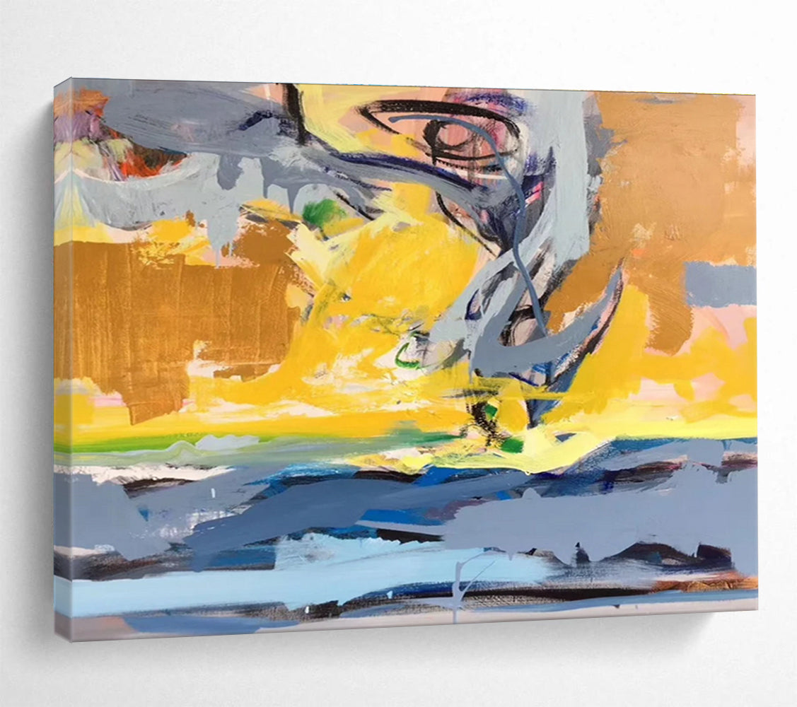 Yellow Grey Colorful Abstract Painting THY033