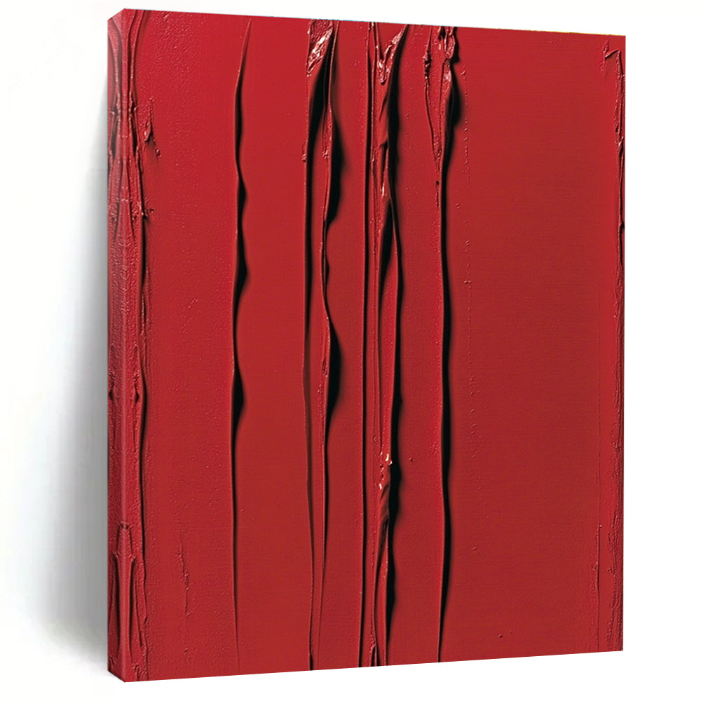 Red Thick - textured Abstract Painting with Bold Impasto GER101
