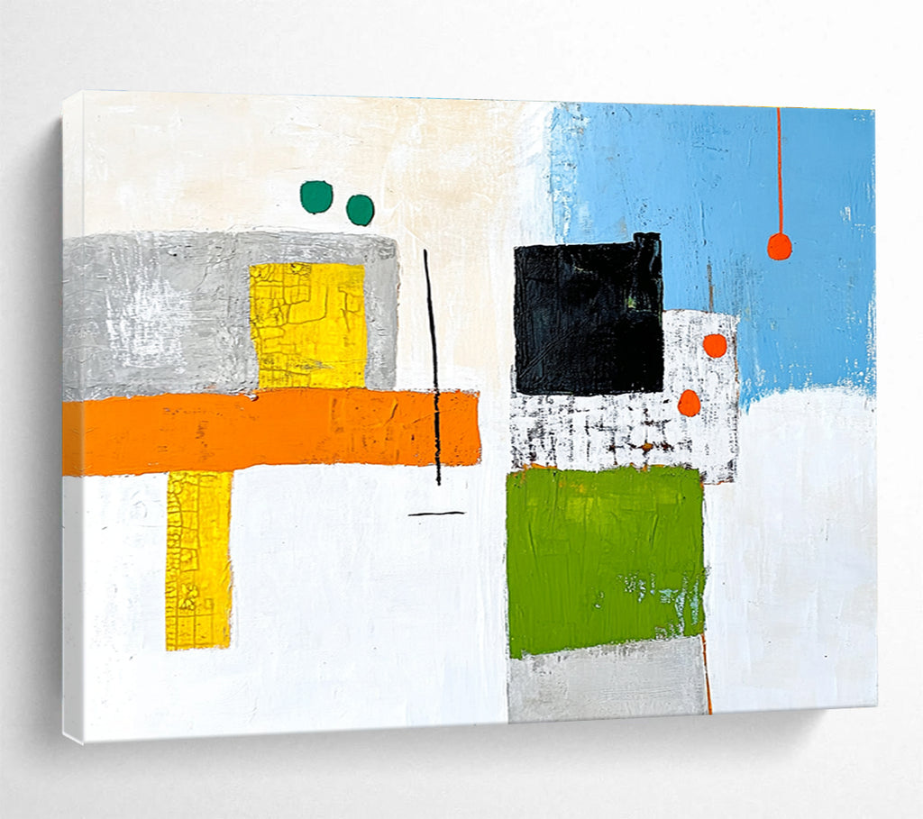Colorful Geometric Abstract Painting with Playful Shapes DYP258
