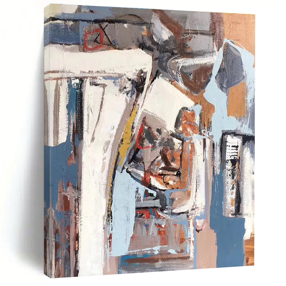 Grey Blue Brown Abstract Painting ADGE041