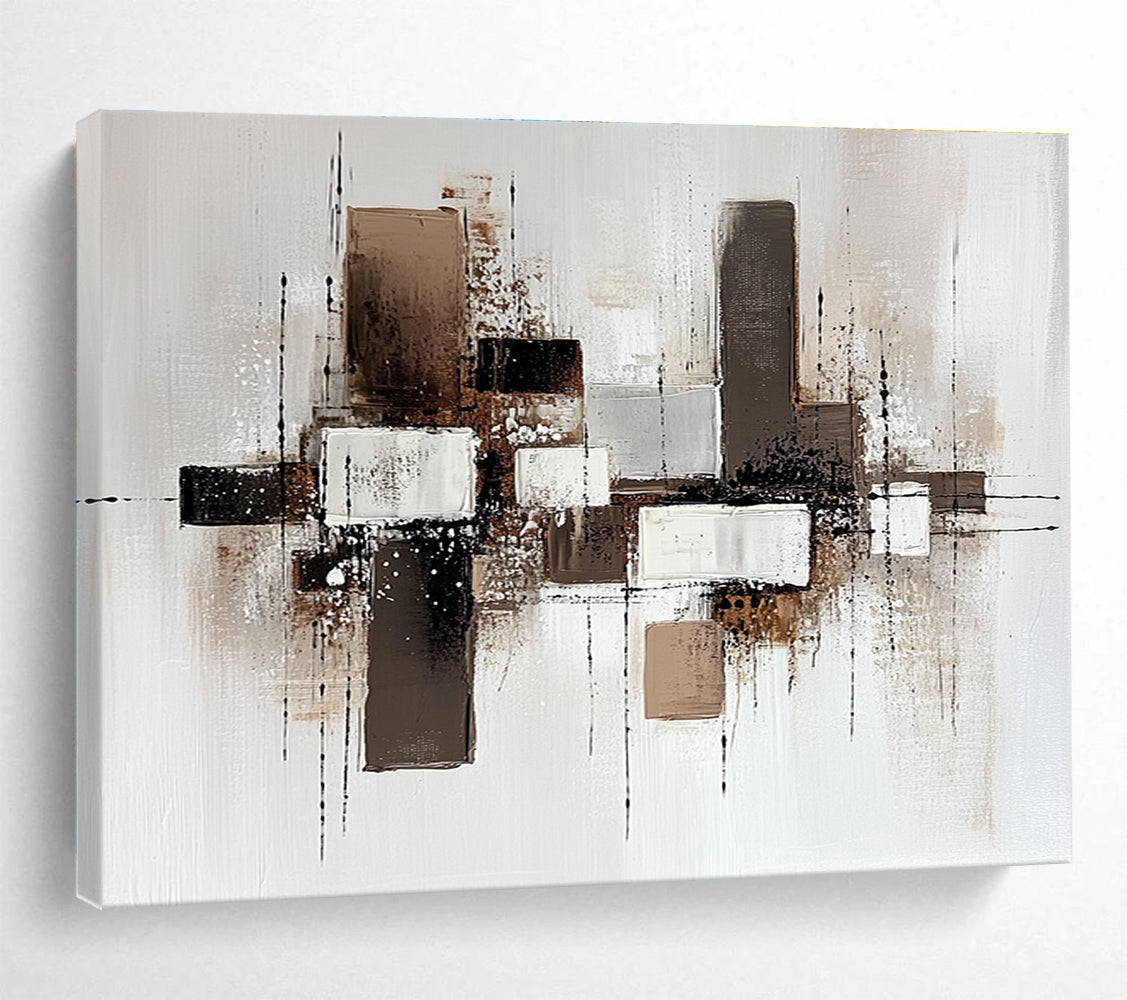 Neutral Tones Abstract Painting with Brown and White Shades DYP372