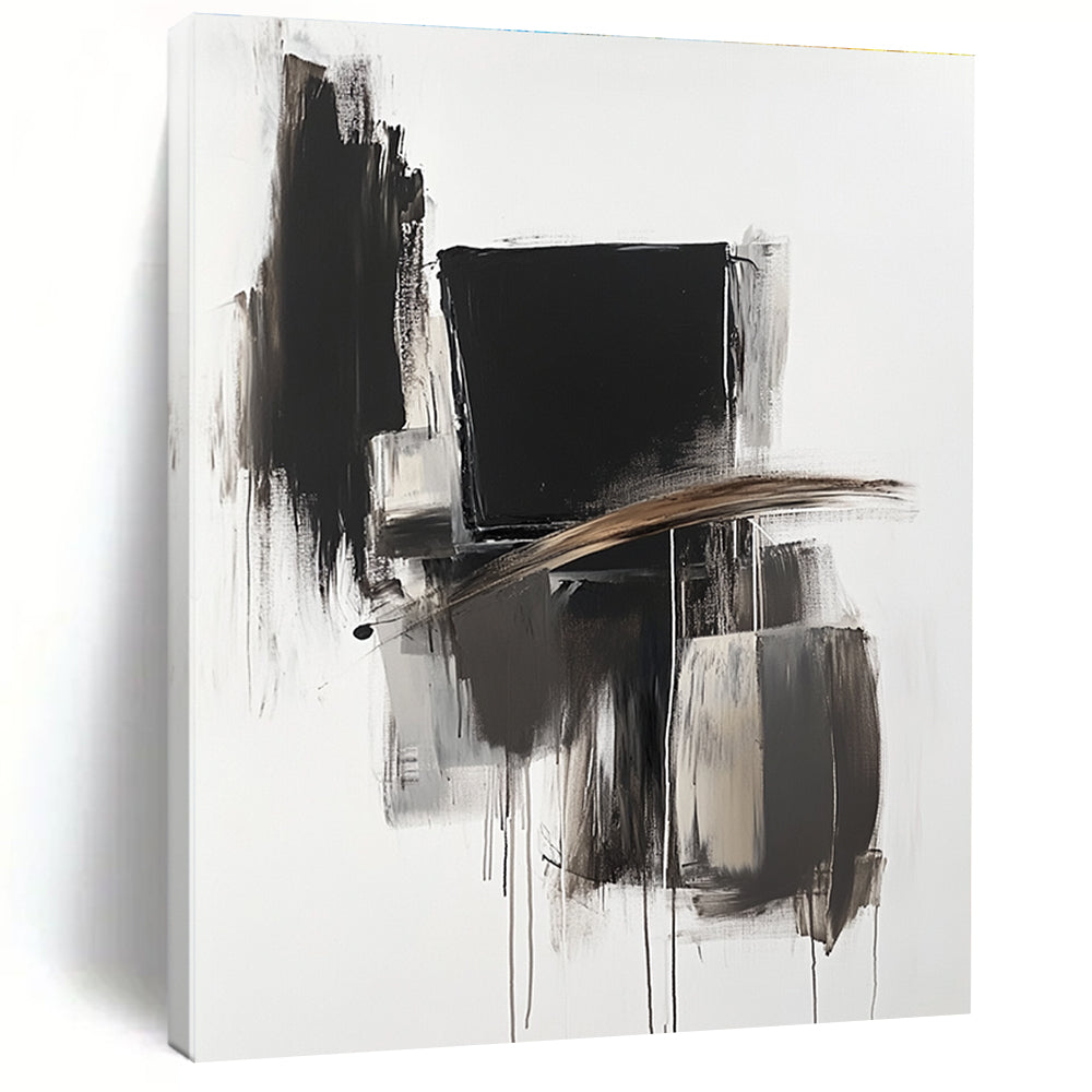 Dynamic Black White Abstract with Dripping Paint GER353