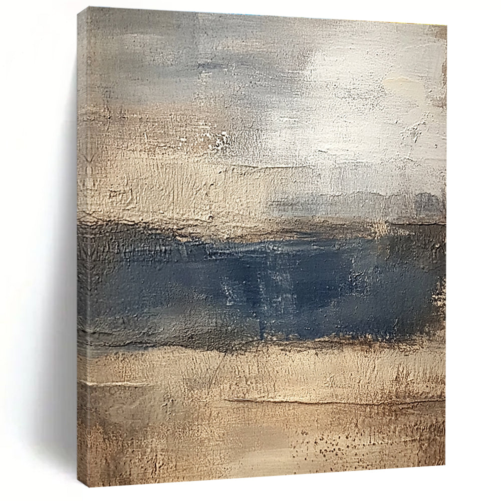 Beige and Blue Abstract Painting with Earthy Vibes GER454