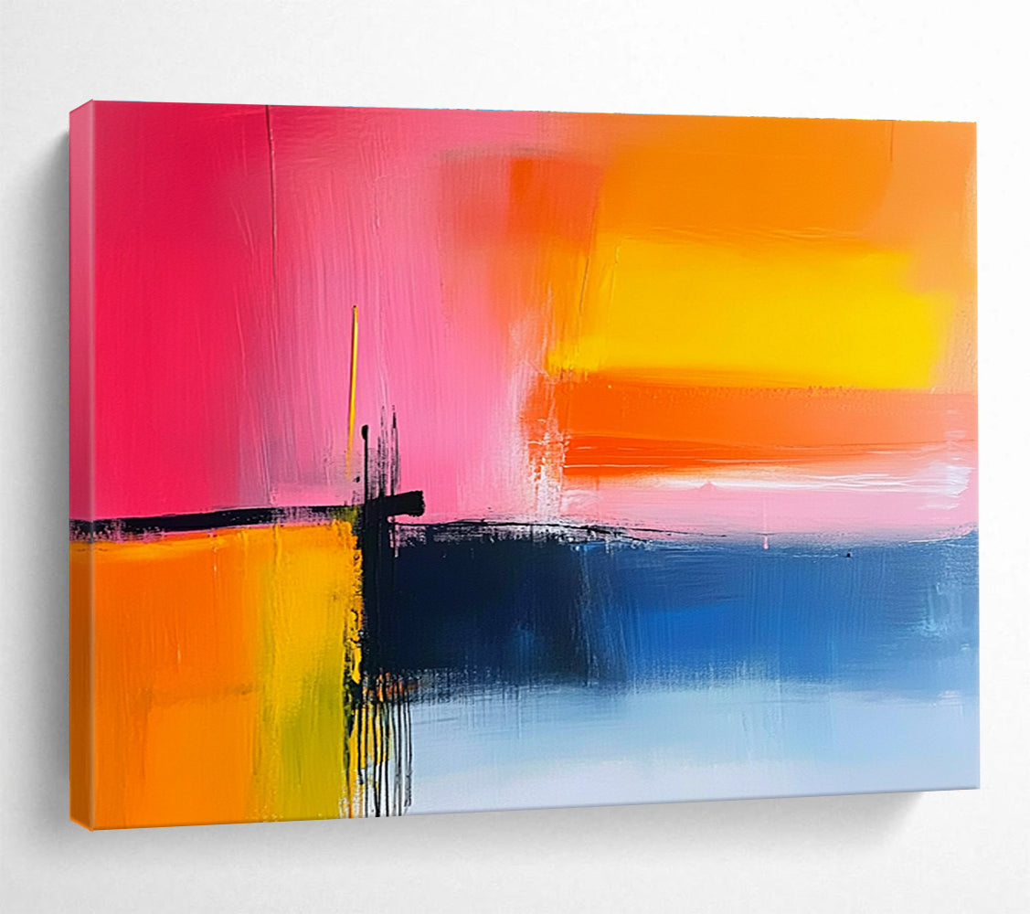 Pink Orange and Yellow Abstract Painting with Sunset Vibes DYP409