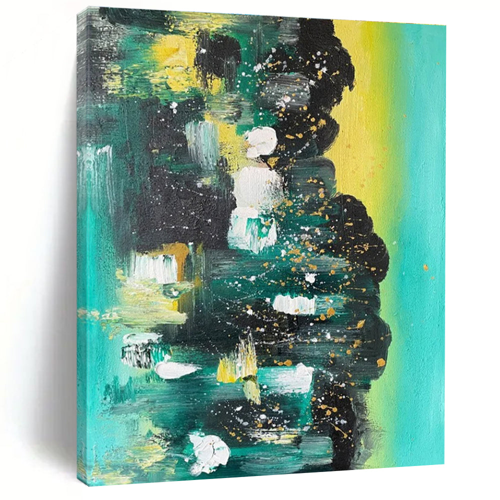 Green Blue White Gold Abstract Painting ADGE038
