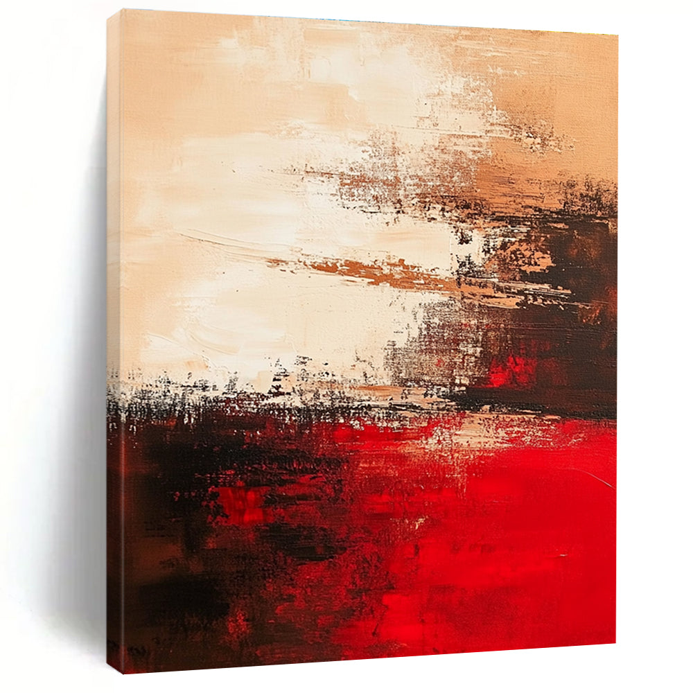 Red Beige and Black Abstract Painting with Subtle Gradients GER664