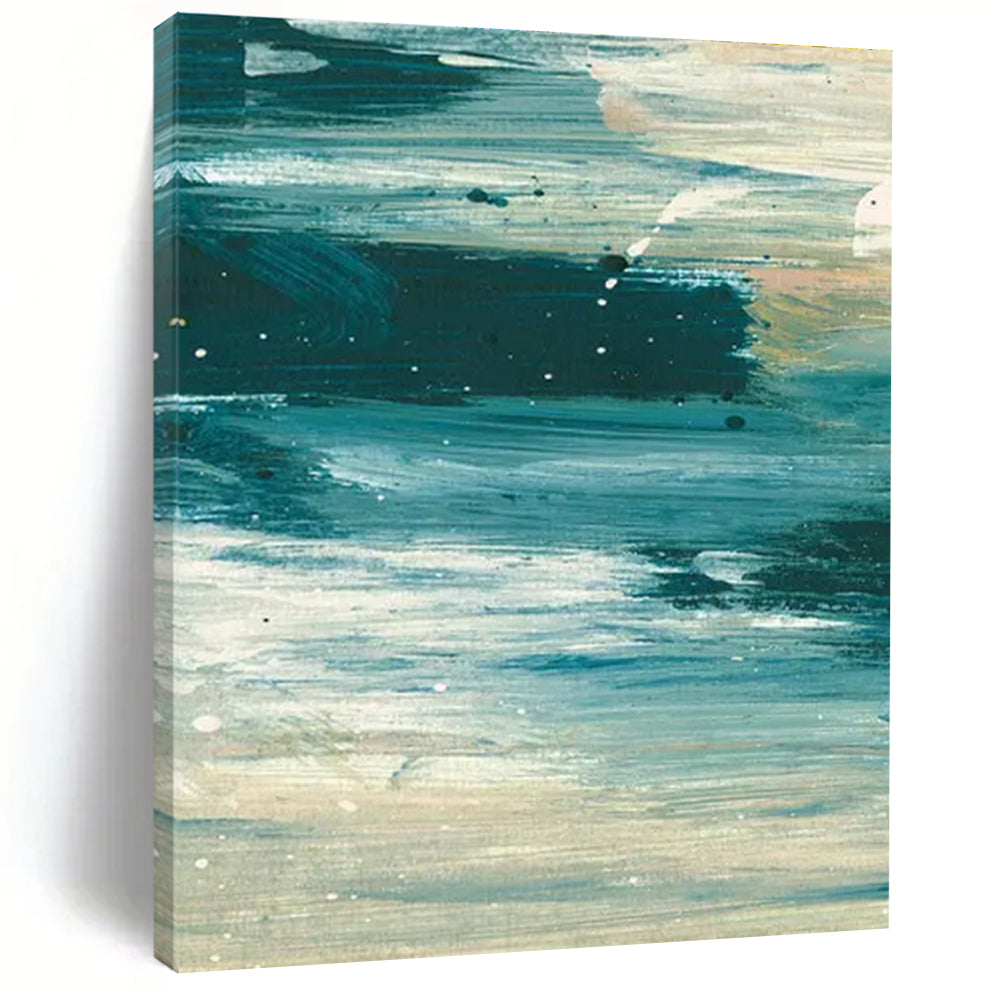 Teal and White Abstract with Subtle Details Painting ADGE177