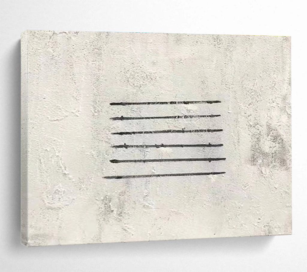 Simple Linear Abstract Painting with Black and White THY264